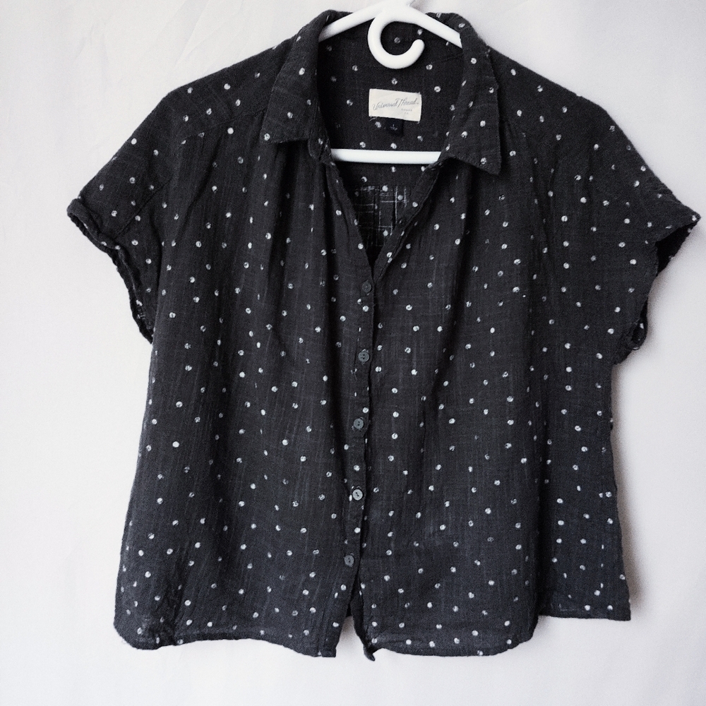 Universal Thread Crop Polka Dot Blouse L